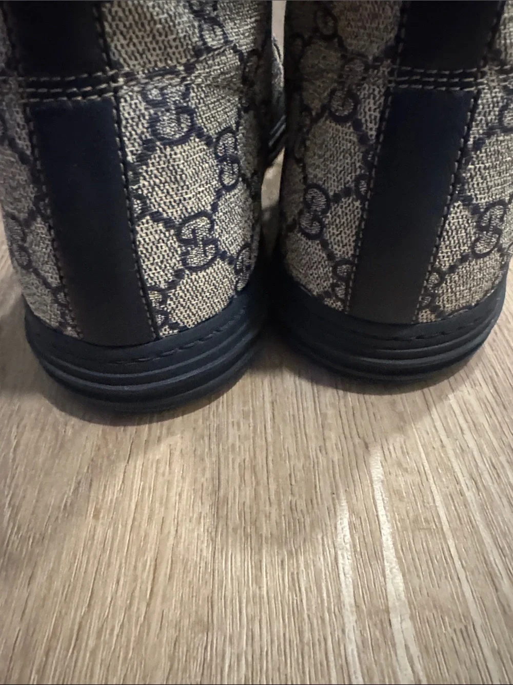 Gucci Men’s GG Monogram High-Top Sneakers in Beige and Navy